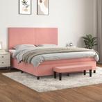 vidaXL Boxspring met matras fluweel roze 180x200 cm, Eenpersoons, Verzenden, Nieuw, 80 cm