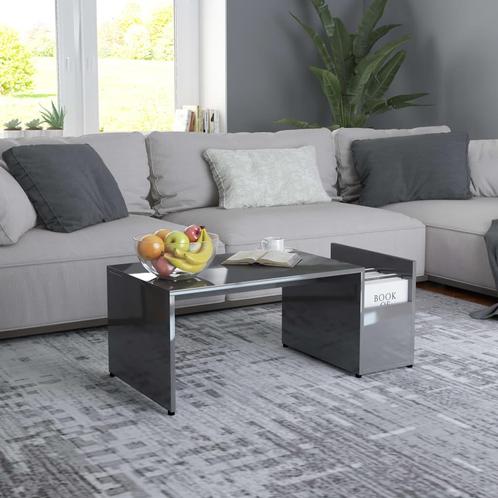 vidaXL Salontafel 90x45x35 cm bewerkt hout hoogglans grijs, Huis en Inrichting, Tafels | Salontafels, 50 tot 100 cm, Nieuw, Overige houtsoorten