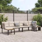 vidaXL 4-delige Loungeset met kussens gepoedercoat staal, Tuin en Terras, Tuinsets en Loungesets, Verzenden, Nieuw, Loungeset