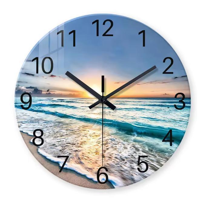 Moderne Marmerlook Wandklok Gehard Glas Stille Quartz Klok, Huis en Inrichting, Woonaccessoires | Klokken, Nieuw, Verzenden