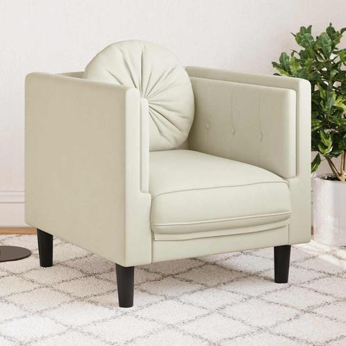 vidaXL Fauteuil met kussen fluweel crèmekleurig, Huis en Inrichting, Banken | Bankstellen, Nieuw, Stof, Eenpersoons, Verzenden