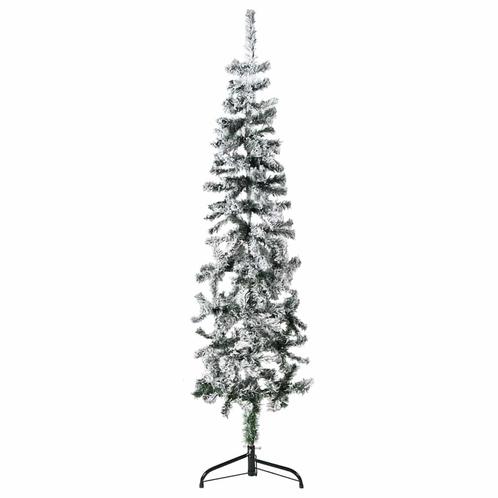 vidaXL Kunstkerstboom half met sneeuw smal 150 cm, Diversen, Kerst, Nieuw, Verzenden
