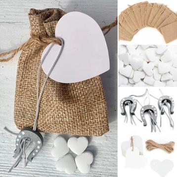 Jute giftbag met 10 pepermuntjes, hoefijzer en kaartje beschikbaar voor biedingen