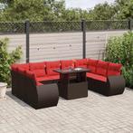 vidaXL 10-delige tuinbankset met kussens, bruin polyrotan, Tuin en Terras, Tuinsets en Loungesets, Verzenden, Nieuw, Rotan