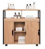 Badkamerkast Industrieel met Wielen – 70×70×20 cm & Deuren, Verzenden, Nieuw