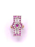 Zonder minimumprijs - Ring - 9 kt. Geel goud, Zilver Robijn, Nieuw