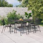 vidaXL 9-delige Tuinset staal antracietkleurig, Verzenden, Nieuw, 8 zitplaatsen, Rvs