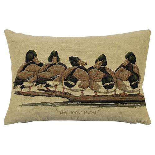 gobelin kussen eenden bruin bad boys 30x45cm, Huis en Inrichting, Woonaccessoires | Overige, Verzenden
