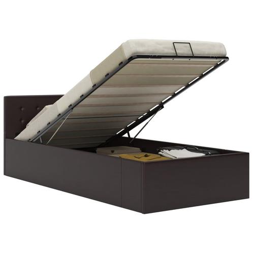 vidaXL Bedframe met opslag hydraulisch kunstleer grijs, Huis en Inrichting, Slaapkamer | Bedden, 100 cm, 200 cm, Grijs, Eenpersoons