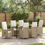 vidaXL 7 Delige Tuinset Met Kussens Beige Poly Riet, Tuin en Terras, Tuinsets en Loungesets, Verzenden, Nieuw, Rotan, Tuinset