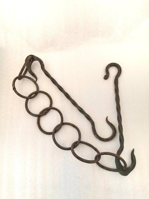 Openhaard accessoire (2) - Smeedijzer - set voor camino, Antiek en Kunst, Antiek | Overige Antiek