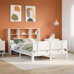 vidaXL Bed met boekenkast zonder matras grenenhout wit, Huis en Inrichting, Slaapkamer | Bedden, Verzenden, Wit, Nieuw, Twijfelaar
