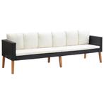 vidaXL Tuinbank 3-zits met kussens poly rattan zwart, Verzenden, Nieuw, Rotan