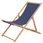 vidaXL Strandstoel inklapbaar stof en houten frame blauw, Verzenden, Nieuw