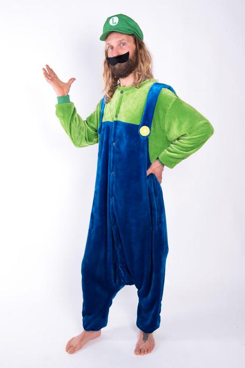 Onesie Luigi Pak Kind Pet 110-116 Super Mario Jumpsuit Pyjam, Kinderen en Baby's, Carnavalskleding en Verkleedspullen, Nieuw, 110 t/m 116