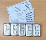 500 grs (5 x 100 grs) - Zilver .999 - Metalor - Met, Postzegels en Munten, Edelmetalen en Baren