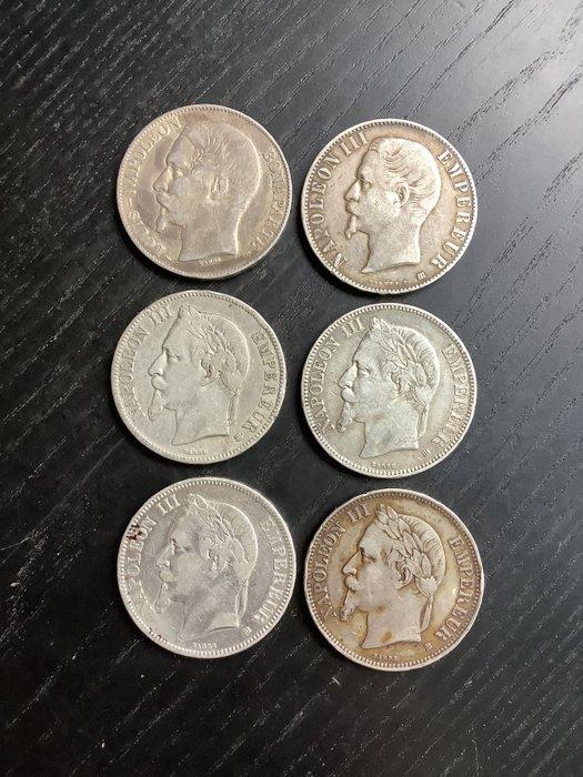 Frankrijk. Napoléon III. 5 Francs 1852/1870 (6 zilveren, Postzegels en Munten, Munten | Europa | Euromunten
