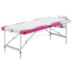 vidaXL Massagetafel inklapbaar 3 zones aluminium wit en roze, Sport en Fitness, Massageproducten, Verzenden, Nieuw