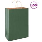 vidaXL Papieren zakken 50 st met hengsels 32x17x44 cm groen, Verzenden, Nieuw