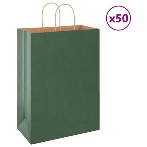 vidaXL Papieren zakken 50 st met hengsels 32x17x44 cm groen, Diversen, Cadeauverpakkingen, Nieuw, Verzenden