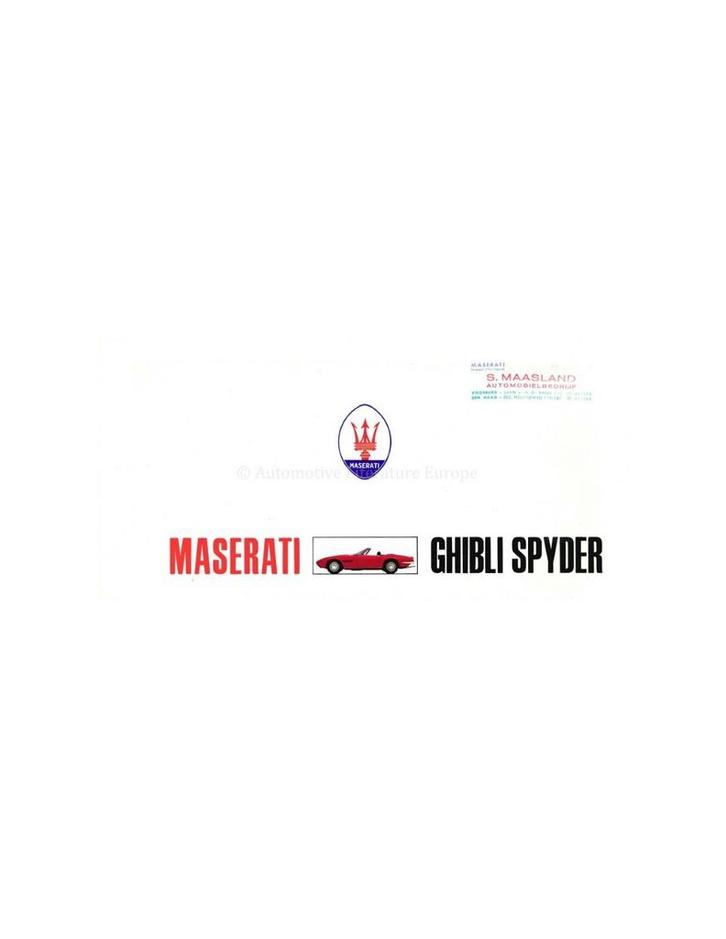 1969 MASERATI GHIBLI SPYDER BROCHURE, Boeken, Auto's | Folders en Tijdschriften
