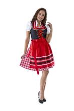 Dirndl zwart-wit stip, rood-wit geruit, Verzenden, Nieuw