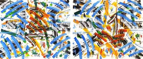ACA (Angelo Calabria) - Elaborazione 2745/2748 (Butterflies), Antiek en Kunst, Kunst | Schilderijen | Modern