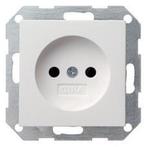 Gira Wandcontactdoos ZONDER randaarde inbouw 1V Zuiver wit, Nieuw, Stopcontact
