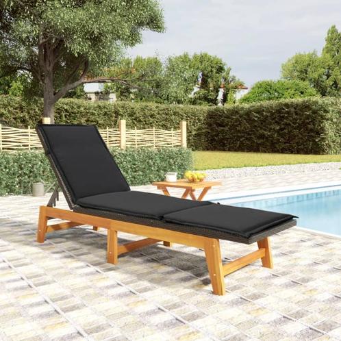 vidaXL Ligbed met tafeltje poly rattan en massief acaciahout, Tuin en Terras, Ligbedden, Nieuw, Verzenden