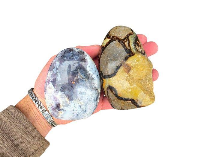 Opal Dendrite & Septaria Vrije Vorm Set Madagascar - Hoogte:, Verzamelen, Mineralen en Fossielen