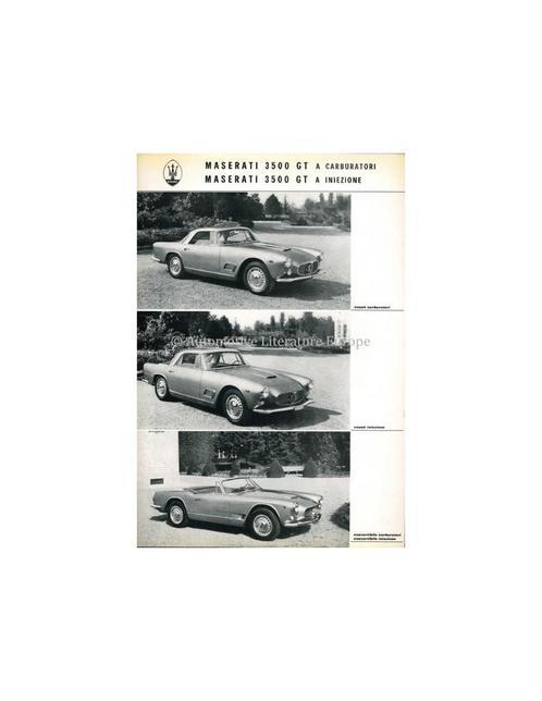 1962 MASERATI 3500 GT 2+2 COUPE CABRIOLET LEAFLET, Boeken, Auto's | Folders en Tijdschriften