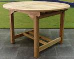 Rond - Ovaal uitschuifbare dining tuintafel 120-170x120xH76, Ophalen of Verzenden, Nieuw, Teakhout