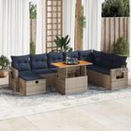 vidaXL 9-delige Loungeset met kussens poly rattan acacia, Verzenden, Nieuw, Rotan, Loungeset