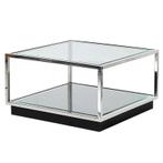 Coffee Table Kohen 65x65x40cm With Clear Glass/Mirror, Nieuw, Ophalen of Verzenden