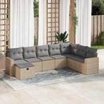 vidaXL 8-delige Loungeset met kussens poly rattan beige, Nieuw, 8 zitplaatsen, Loungeset, Verzenden