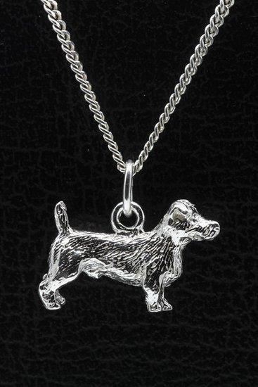 Zilveren Jack russel Terrier ruwhaar ketting hanger - groot, Sieraden, Tassen en Uiterlijk, Kettinghangers, Verzenden