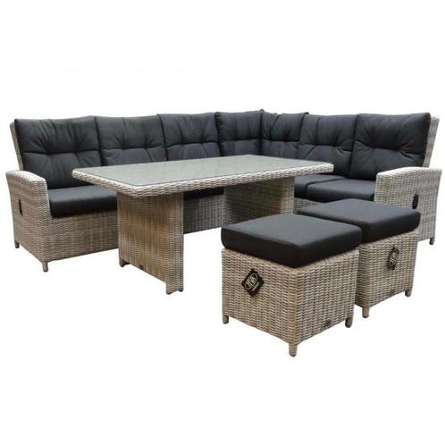 San Marino hoek dining loungeset rechts verstelbaar 5-delig, Tuin en Terras, Tuinsets en Loungesets, Nieuw, Wicker, Ophalen of Verzenden