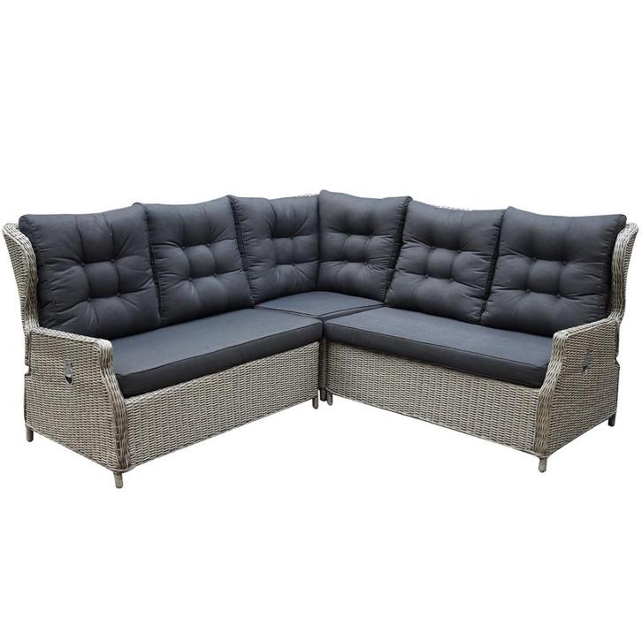 Ibiza dining hoek loungeset 3 delig verstelbaar grijs, Tuin en Terras, Tuinsets en Loungesets, Nieuw, Wicker, Ophalen of Verzenden