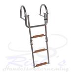 Zwemtrap RVS 316 – opklapbaar  – 3 treden teak wood – Tender, Watersport en Boten, Ophalen of Verzenden, Nieuw