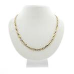 Bicolor gouden gourmet schakel ketting | 45,5 cm (witgoud), Ophalen of Verzenden, Gebruikt, Overige kleuren, Goud