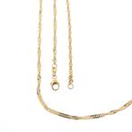 Gouden Singapore schakel ketting | 51 cm (karabijnsluiting), Sieraden, Tassen en Uiterlijk, Kettingen, Ophalen of Verzenden, Gebruikt