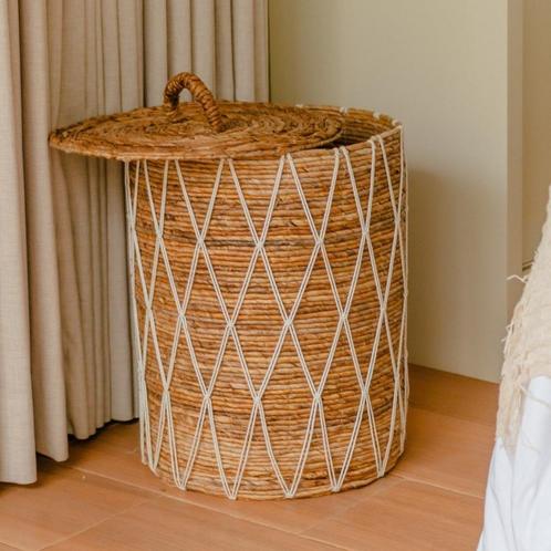 Wasmand met deksel KISA gemaakt van bananenvezel, Huis en Inrichting, Woonaccessoires | Wanddecoraties, Nieuw, Verzenden