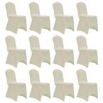 vidaXL Stoelhoezen stretch 12 st crème, Verzenden, Nieuw