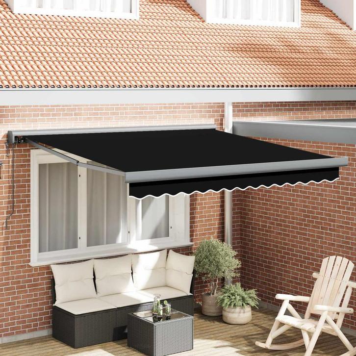 vidaXL Markies Zwart 350 x 250 x 165 cm Polyester en, Tuin en Terras, Zonneschermen, Nieuw, Verzenden