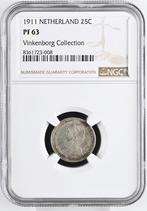 Koningin Wilhelmina 25 cent 1911 Proof PF63 NGC Ex, Postzegels en Munten, Munten | Nederland, Verzenden, Zilver, 25 cent, Koningin Wilhelmina