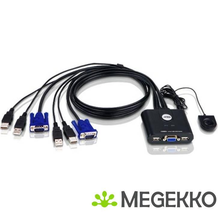 ATEN mini KVM switch 2-port USB CS22U, Computers en Software, Netwerk switches, Nieuw, Verzenden
