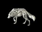 Miniatuur figuur - Massief zilveren Wolf - .925 zilver, Antiek en Kunst