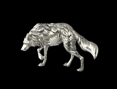 Miniatuur figuur - Massief zilveren Wolf - .925 zilver, Antiek en Kunst, Antiek | Goud en Zilver