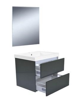 Vision meubelset (incl. spiegel) 60 cm hoogglans grijs, Huis en Inrichting, Badkamer | Badkamermeubels, Ophalen of Verzenden