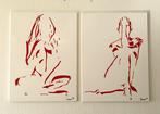 Liesens - Thinkers ( monochroom red) lot van 2 schilderijen